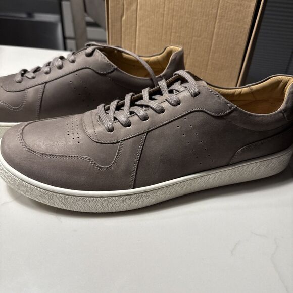 Nisolo Beto Go-To Court Sneaker Leather Grey Men's Size 11.5 - Picture 2 of 8